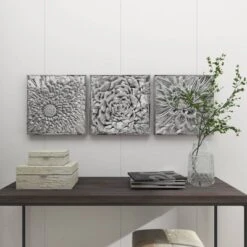 Metal Floral Wall Decor With Embossed Designs Set Of 3 Gray - Olivia & May -Decor Haven Shop GUEST 2867eb4a 64f4 454f 8d4f de46daf88d4d