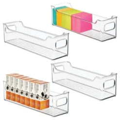 MDesign Large Plastic Home Office Desk Storage Organizer Bin, 4 Pack - Clear -Decor Haven Shop GUEST 292841ad bd32 4513 9c38 950a866d7f3e