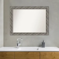 44" X 33" Non-Beveled Silver Luxor Wood Bathroom Wall Mirror - Amanti Art -Decor Haven Shop GUEST 2a125e7e 0a6f 4843 95a0 a841467eead6