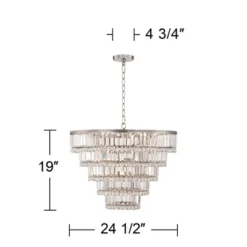 Vienna Full Spectrum Magnificence Satin Nickel Chandelier 24 1/2" Wide Modern Faceted Crystal Glass 15-Light LED Fixture For Dining Room House Kitchen -Decor Haven Shop GUEST 2a19e661 9c1e 4866 b329 f05b361ffd29