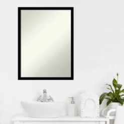 20" X 26" Non-Beveled Bathroom Wall Mirror Jet Black - Amanti Art -Decor Haven Shop GUEST 2d0b7762 376b 4720 9c22 902e1e0b57a1