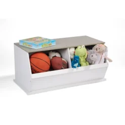 Badger Basket Two Bin Stackable Storage Cubby White/Gray Woodgrain -Decor Haven Shop GUEST 2dab8351 2ff5 4c49 b07d e8e296bda386