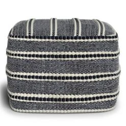 Anika Square Woven PET Polyester Pouf Navy/White - WyndenHall -Decor Haven Shop GUEST 2e4ce9ee e05d 4325 9412 8c7d9c018bbe