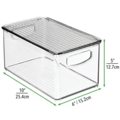 MDesign Plastic Storage Bin With Handles, Lid For Office - 4 Pack -Decor Haven Shop GUEST 2e6f5871 1781 409a 9ea4 a5e72b6e9238