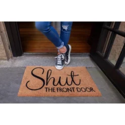 1'4" X 2'4" Shut The Front Door Indoor/Outdoor Coir Doormat Black/Brown - Entryways -Decor Haven Shop GUEST 2e890d8c 0d99 44c4 9036 f5ed4227216e