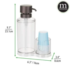 MDesign Modern Plastic Mouthwash Pump Caddy And Disposable Cup Holder -Decor Haven Shop GUEST 2ea08325 f4bb 4104 bdf2 74d54874cbd0