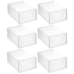 MDesign Plastic Stackable Closet Shoe Storage Box, Side Opening, Clear -Decor Haven Shop GUEST 310bd260 d43c 48ce a7bf 6c85213e3a09