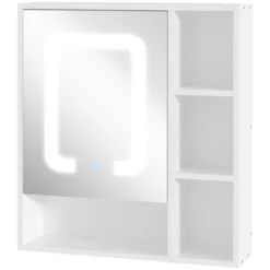 Kleankin LED Light Medicine Cabinet With Mirror Door, Wall-Mounted Bathroom Vanity Organizer With Dimmer Touch Switch, And USB Charge, White -Decor Haven Shop GUEST 313f48ad ff3f 4652 b241 533ee92bea8e