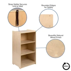 Flash Furniture Wooden 3 Section School Classroom Storage Cabinet For Commercial Or Home Use - Safe, Kid Friendly Design - 36"H (Natural) -Decor Haven Shop GUEST 31b186fe fe4a 4db6 8143 463d0e09ad63