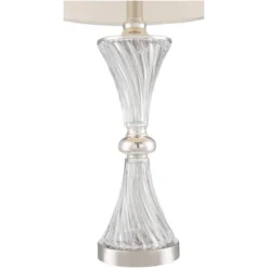 Regency Hill Luca Modern Table Lamps 25 1/2" High Set Of 2 Clear Glass With USB Charging Ports Dimmers White Fabric Drum Shade For Bedroom House Desk -Decor Haven Shop GUEST 31dc60d0 0668 4a60 8beb b60e4d75ea2d