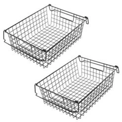 Set Of 2 Storage Bins - Basket Set For Toy, Kitchen, Closet, And Bathroom Storage - Large Shelf Organizers With Handles By Home-Complete (Black) -Decor Haven Shop GUEST 322223c6 e4fc 4fed 87fa 128f1b44bd93