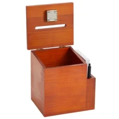 Juvale Wooden Suggestion Box With Lock And Keys, Brown Ballot Box With 50 Blank Suggestion Cards, Locking Lid And Side Slot For Donation, 7.5x7.1x5.5" -Decor Haven Shop GUEST 33e55310 6f0c 4107 87a6 87dd8b9aaab4