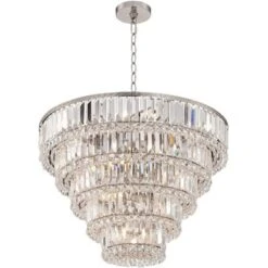 Vienna Full Spectrum Magnificence Satin Nickel Chandelier 24 1/2" Wide Modern Faceted Crystal Glass 15-Light LED Fixture For Dining Room House Kitchen -Decor Haven Shop GUEST 35cc1689 051a 4e2e 8b3e 597db2e70cc6