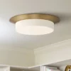 Possini Euro Design Melber Modern Ceiling Light Flush Mount Fixture 14" Wide Warm Brass Gold 3-Light Opal White Glass Shade For Bedroom Living Room -Decor Haven Shop GUEST 360829f5 f3dd 4663 9c20 a2a5bf80edb4