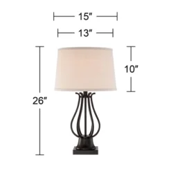 Regency Hill Hadley Modern Table Lamps Set Of 2 26" High Bronze With AC Power Outlet Light Brown Drum Shade For Bedroom Living Room Bedside House Desk -Decor Haven Shop GUEST 3652e836 85f6 49b8 963f 79d2d17dcd6b