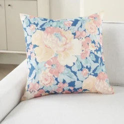 Waverly Blossom Boutique 20" X 20" Blue/Ivory Indoor/Outdoor Throw Pillow -Decor Haven Shop GUEST 379eaeba ccc3 44d3 a294 9c6d62400665