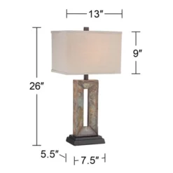 Franklin Iron Works Tahoe Rustic Table Lamp 26" High Natural Stale Rectangular Box Shade For Bedroom Living Room Bedside Nightstand Office Kids House -Decor Haven Shop GUEST 37de5f33 a1b5 4c7b a7b0 ee276ff78c32