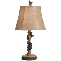 John Timberland Climbing Bears Rustic Accent Table Lamps 22 1/2" High Set Of 2 Brown Faux Wood With USB Charging Port Faux Leather Shade For Desk -Decor Haven Shop GUEST 38e0bcf3 e479 46b5 9cda 4bd12d04d000