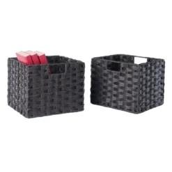 2pc Melanie Woven Fiber 2 Small Basket Set Chocolate - Winsome -Decor Haven Shop GUEST 39800034 6a36 4abe bd9c 92d1976c1aea