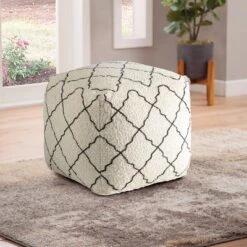 Lattice Square Pouf Cream/Black - Steve Silver Co. -Decor Haven Shop GUEST 3bc325d7 b446 47bd 966a 7b8d8eb8e0f9