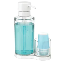 MDesign Modern Plastic Mouthwash Pump Caddy And Disposable Cup Holder -Decor Haven Shop GUEST 3c34abcf bdf1 4bca aeee 284bbb6328c5