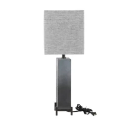 Polystone Table Lamp With Square Shade Gray - Olivia & May -Decor Haven Shop GUEST 3c549a49 9d75 427e ba18 f61221bf92d9