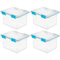 Sterilite 32 Quart Stackable Clear Plastic Storage Tote Container With Blue Gasket Latching Lid For Home And Office Organization, Clear -Decor Haven Shop GUEST 3c663191 cf42 482e 8645 59c76d874562