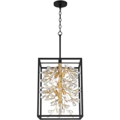 Possini Euro Design Carrine Black Gold Pendant Chandelier 15 1/4" Wide Modern Clear Crystal 4-Light Fixture For Dining Room House Foyer Kitchen Island -Decor Haven Shop GUEST 3d7ccd46 1e49 4ab2 9281 fad285d969f5