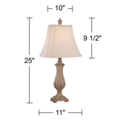 Regency Hill Country Cottage Table Lamp 25" High Antique Gold Leaves Petite Vase Off White Rectangular Shade For Living Room Family Bedroom -Decor Haven Shop GUEST 3dd7089d d42d 4322 a6e3 a8cc33e38f6e