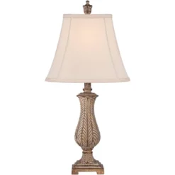 Regency Hill Country Cottage Table Lamp 25" High Antique Gold Leaves Petite Vase Off White Rectangular Shade For Living Room Family Bedroom -Decor Haven Shop GUEST 3ddb2594 a371 45b6 9a9f eab5db1c3eb4