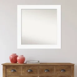 32" X 32" Non-Beveled Cabinet Bathroom Wall Mirror White - Amanti Art -Decor Haven Shop GUEST 3debd044 1199 4f12 b1f2 624f05f9b774