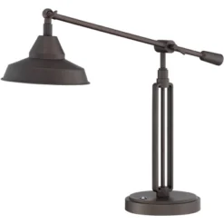 Franklin Iron Works Turnbuckle Rustic Farmhouse Desk Lamp 25" High Oil Rubbed Bronze With USB Charging Port LED Adjustable Metal Shade For Bedroom -Decor Haven Shop GUEST 3ecb5d12 0b70 48f1 bf69 d4c7f77275a1