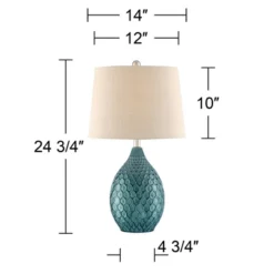 360 Lighting Kate Table Lamp 24 3/4" High Ceramic Green Oatmeal Drum Shade For Bedroom Living Room Bedside Nightstand Office Kids Family House Home -Decor Haven Shop GUEST 3ed61492 abfa 470e 8c69 f0f32fa03163