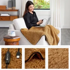 Heated Blanket 2-Pack - USB-Powered Fleece Throw Blankets For Travel, Home, Office, Or Camping - Winter Car Accessories By Stalwart (Brown) -Decor Haven Shop GUEST 3fa56d30 c2ad 4ce3 b254 81e2ea935a14