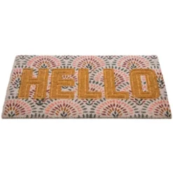 Northlight Brown And Pink "Hello" Floral Coir Outdoor Doormat 18" X 30" -Decor Haven Shop GUEST 4044b913 0c2b 4900 b174 4cb88a20cb6e