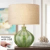 360 Lighting Modern Table Lamp With USB Charging Port 20.5" High Green Ribbed Ceramic Oatmeal Fabric Drum Shade For Bedroom Desk (Color May Vary) -Decor Haven Shop GUEST 40838537 0bf8 480f a7e4 f4ce91e063af