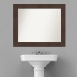 33" X 27" Non-Beveled Wildwood Brown Bathroom Wall Mirror - Amanti Art -Decor Haven Shop GUEST 4381fbd1 8f1d 414d b616 e555049e8817