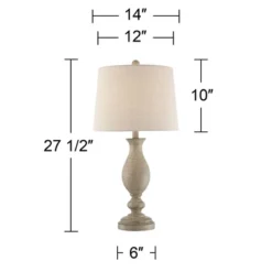 Regency Hill Serena Country Cottage Table Lamps 27 1/2" Tall Set Of 2 Beige Gray Oatmeal Fabric Drum Shade For Bedroom Living Room Bedside Nightstand -Decor Haven Shop GUEST 44bd4104 9295 4301 90f3 88353dccdfcd