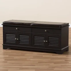 Leo Modern And Contemporary Wood 2 Drawer Shoe Storage Bench Dark Brown - Baxton Studio -Decor Haven Shop GUEST 44ec4e02 b552 4d82 bc73 5a8e72b5c788