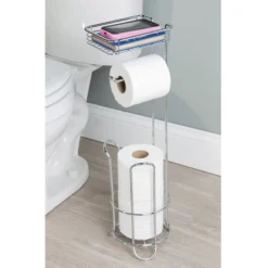 Classico Roll Stand Plus With Shelf Chrome - IDESIGN -Decor Haven Shop GUEST 45601761 f453 4bc0 92ac 93475818b673