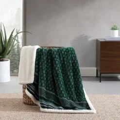 50"x60" Fair Isle Reversible Throw Blanket Green - Eddie Bauer -Decor Haven Shop GUEST 45eb9854 b6ab 40b3 a83c 8d2119a372af