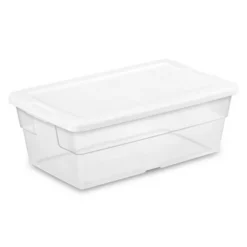 Sterilite 6 Quart Clear Plastic Stacking Storage Container Tote With White Lid For Garage, Kitchen, And Closet Organization -Decor Haven Shop GUEST 46de61f0 9d1e 44cd 8c70 5056d4c307e7