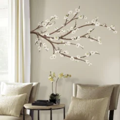 Blossom Branch Peel And Stick Giant Wall Decal With Flower Embellishments White - RoomMates -Decor Haven Shop GUEST 48aef7f2 8402 4aea 965e e812326b4e4e