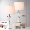 Regency Hill Luca Modern Table Lamps 25 1/2" High Set Of 2 Clear Glass With USB Charging Ports Dimmers White Fabric Drum Shade For Bedroom House Desk -Decor Haven Shop GUEST 49c79af5 205b 4c86 ba78 6f63e2ba1527