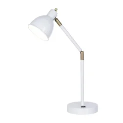 23" Mid-Century Antique Brass Adjustable Metal Table Lamp With Power Outlet Bulb White (Includes LED Light Bulb) - Cresswell Lighting -Decor Haven Shop GUEST 4a0db324 7678 4be4 8e8d 1bde9bad4486