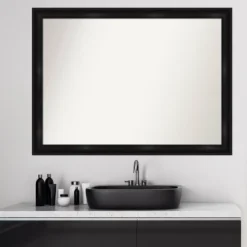 42" X 31" Non-Beveled Grand Narrow Bathroom Wall Mirror Black - Amanti Art -Decor Haven Shop GUEST 4c46bf82 030f 40b6 85e4 bcc5012a0622