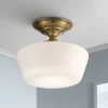 Regency Hill Rustic Farmhouse Ceiling Light Semi Flush Mount Fixture 12" Wide Soft Gold Opal White Glass For Bedroom Kitchen Living Room Hallway House -Decor Haven Shop GUEST 4d9bb201 9b7c 4df5 a706 ad2af5171228