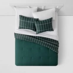 Grid Print Microfiber Reversible Comforter & Sheet Set Dark Green - Room Essentials™ -Decor Haven Shop GUEST 4daf5f1a f5e2 4ffd 9c0a 0163fb5f2872