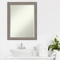 Amanti Art Greywash Petite Bevel Wood Bathroom Wall Mirror 27.5 X 21.5 In. -Decor Haven Shop GUEST 4e40a4b0 c839 46d8 9e9b 85fbe61c3973