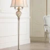 Barnes And Ivy Olde Vintage Floor Lamp 63 1/2" Tall Olde Silver With LED Nightlight Mercury Glass Faux Silk Bell Shade For Living Room Office House -Decor Haven Shop GUEST 4e6cda43 c28b 4ee4 9c9e ad1d44aa60ac